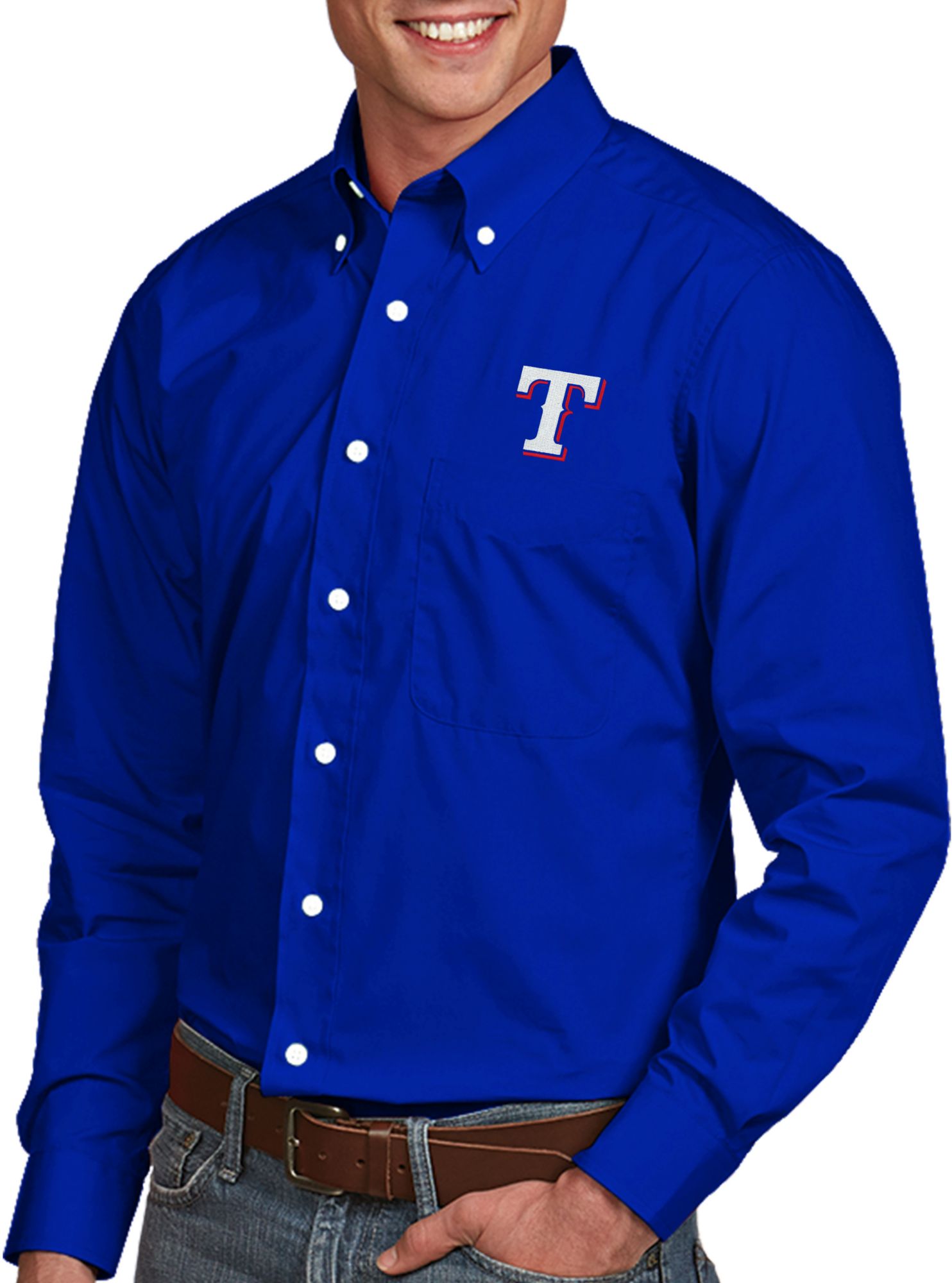 texas rangers button down shirt