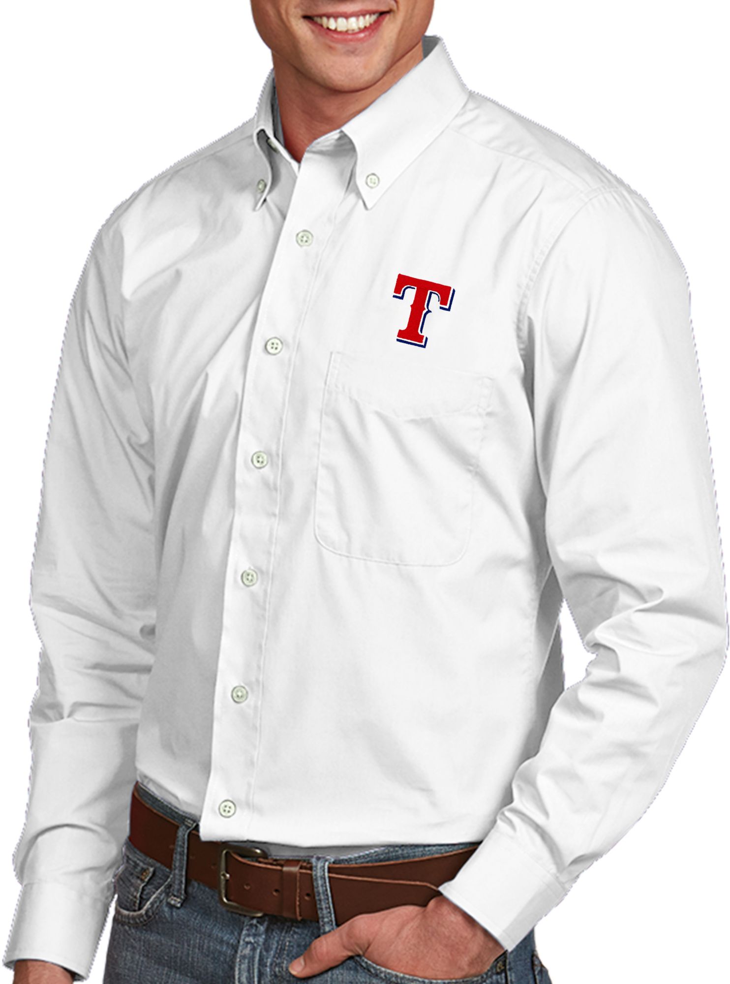 texas rangers button down jersey