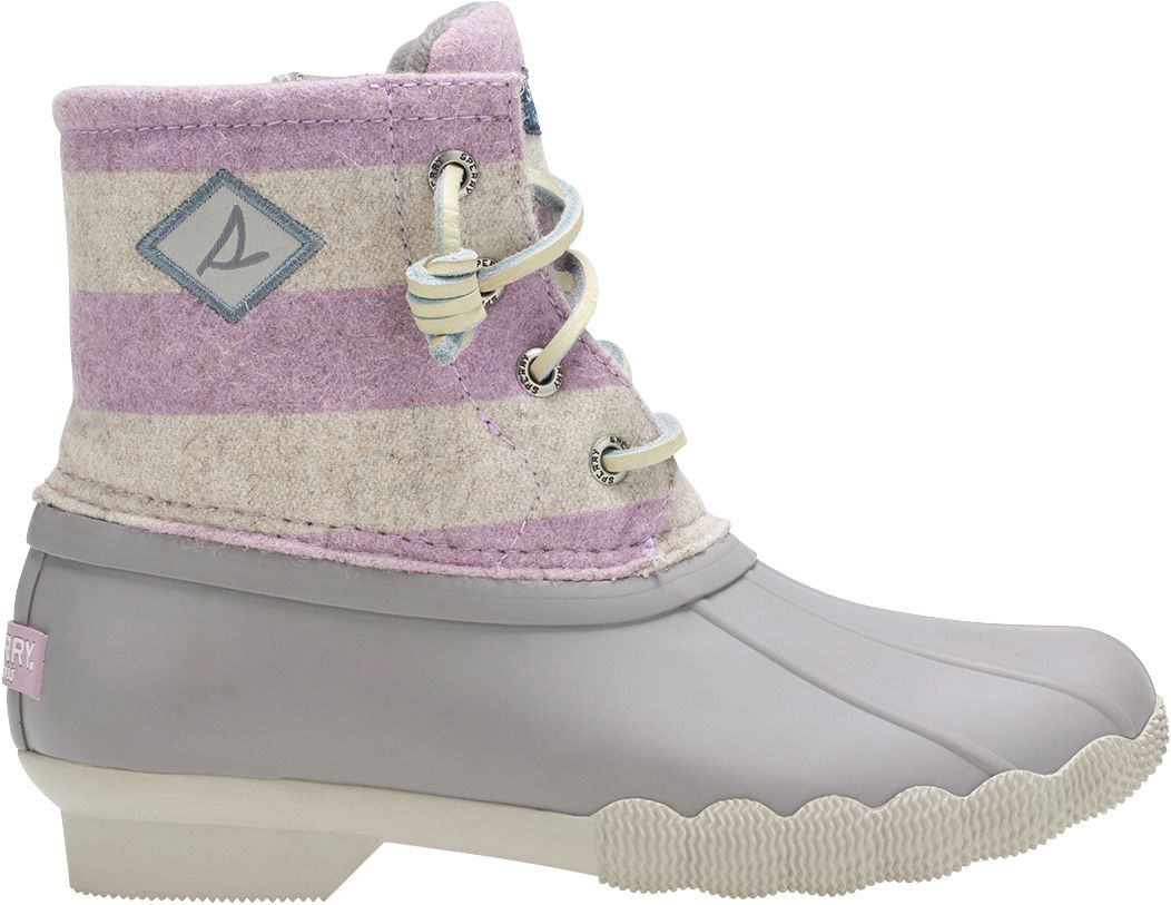 pink and grey sperry duck boots