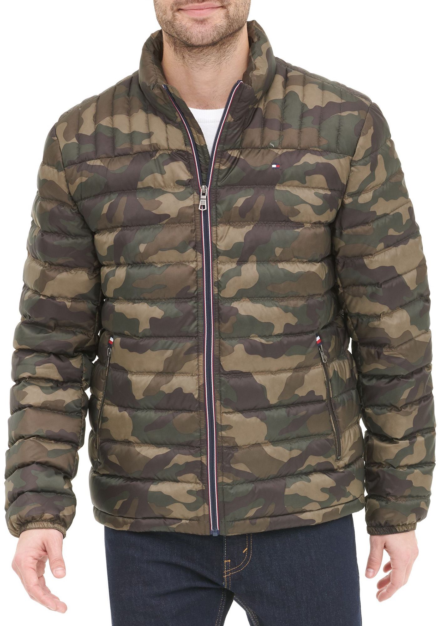 tommy hilfiger men's down quilted packable logo jacket