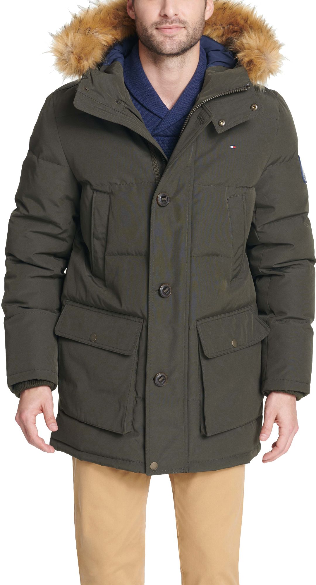 tommy hilfiger men's coat with fur