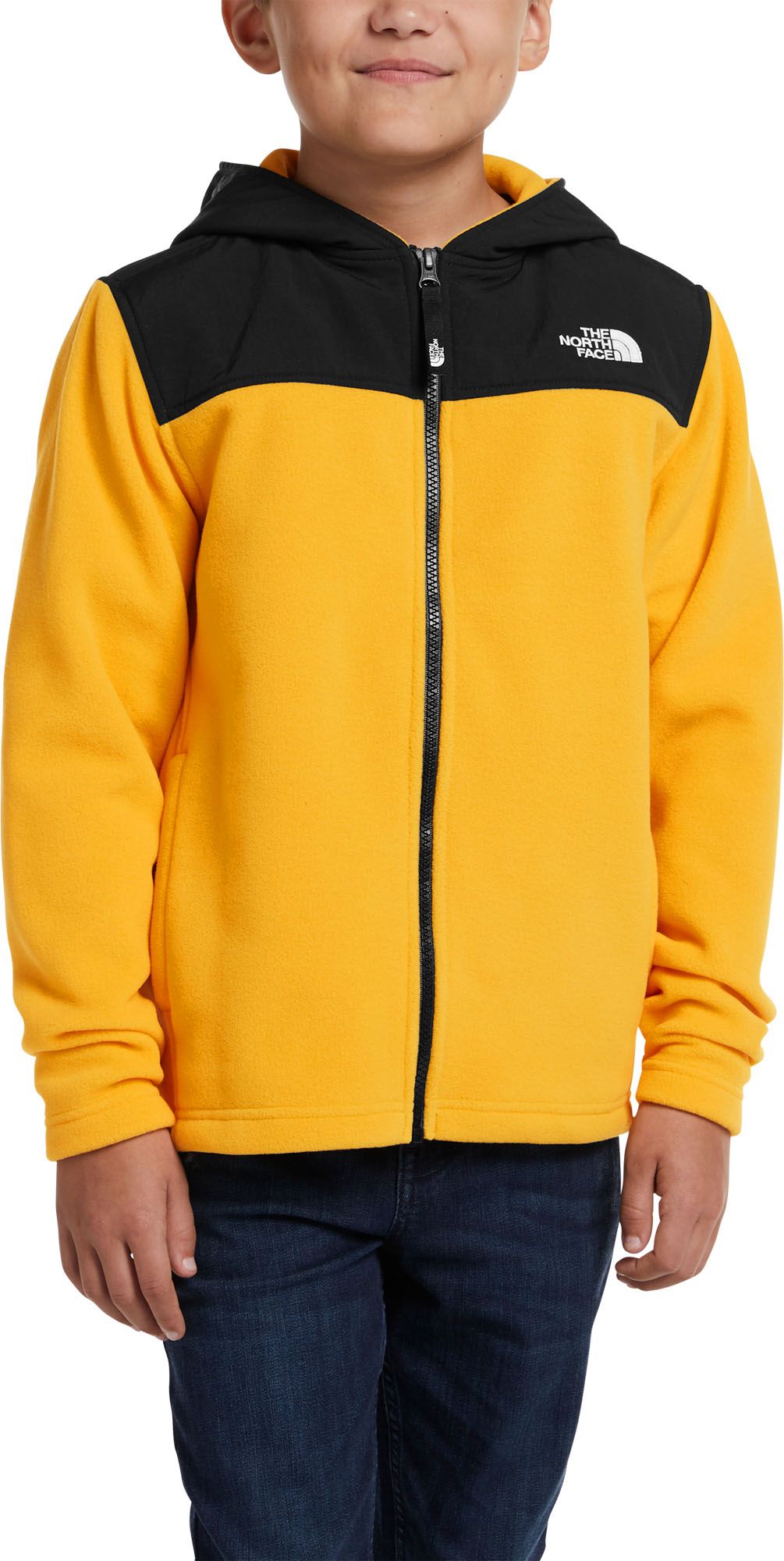 yellow the north face hoodie