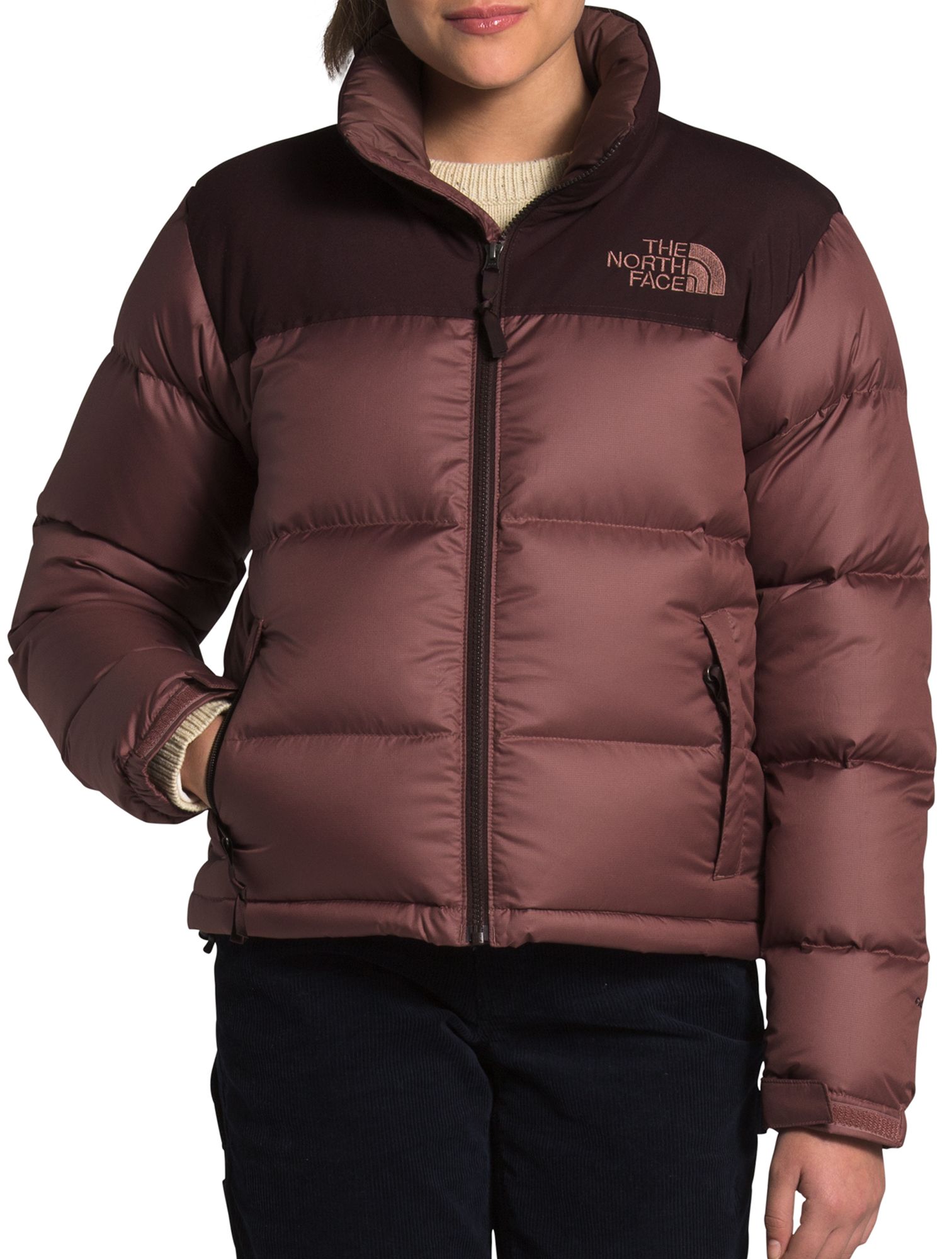 brown north face jacket