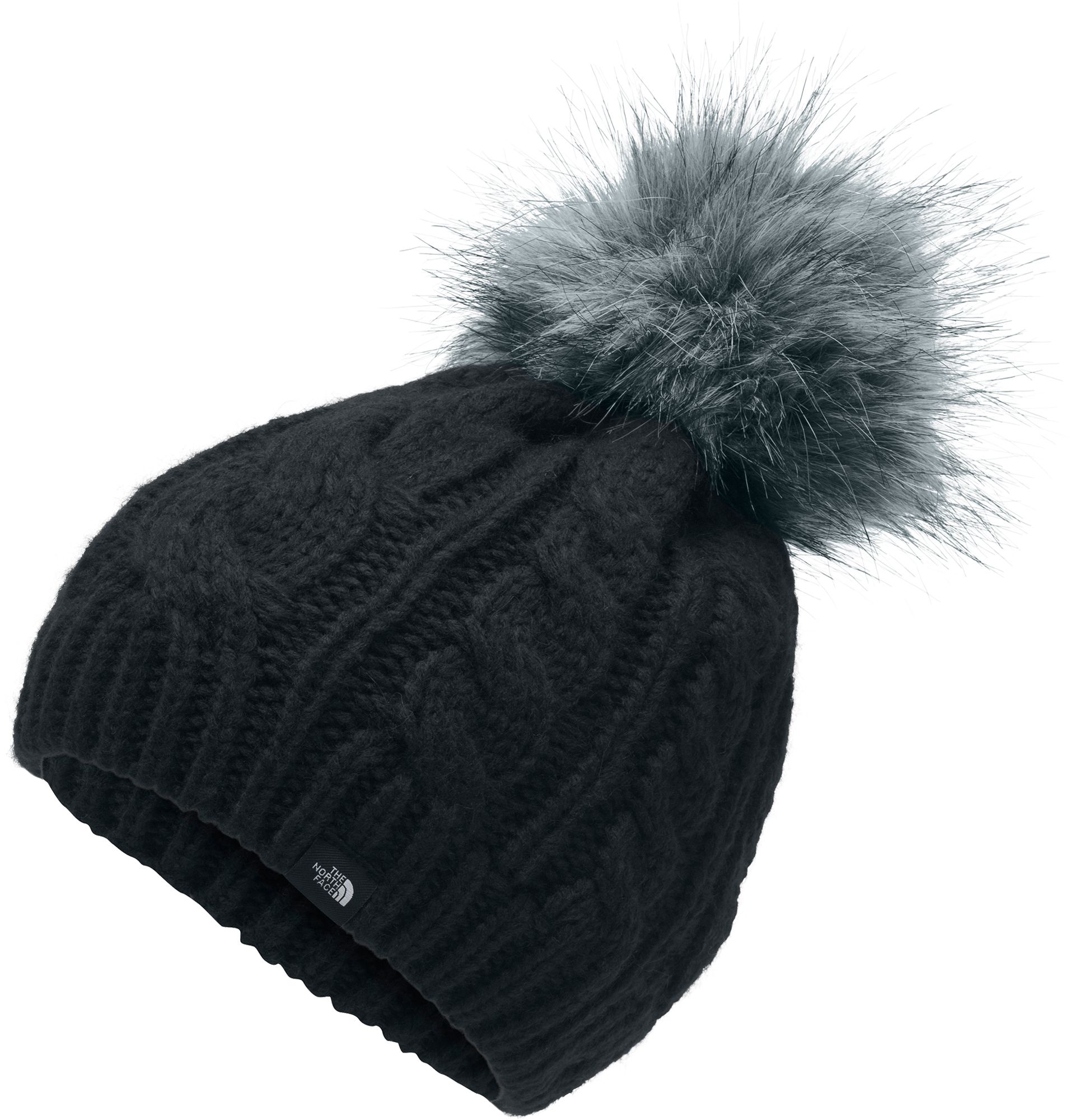 the north face triple cable fur pom