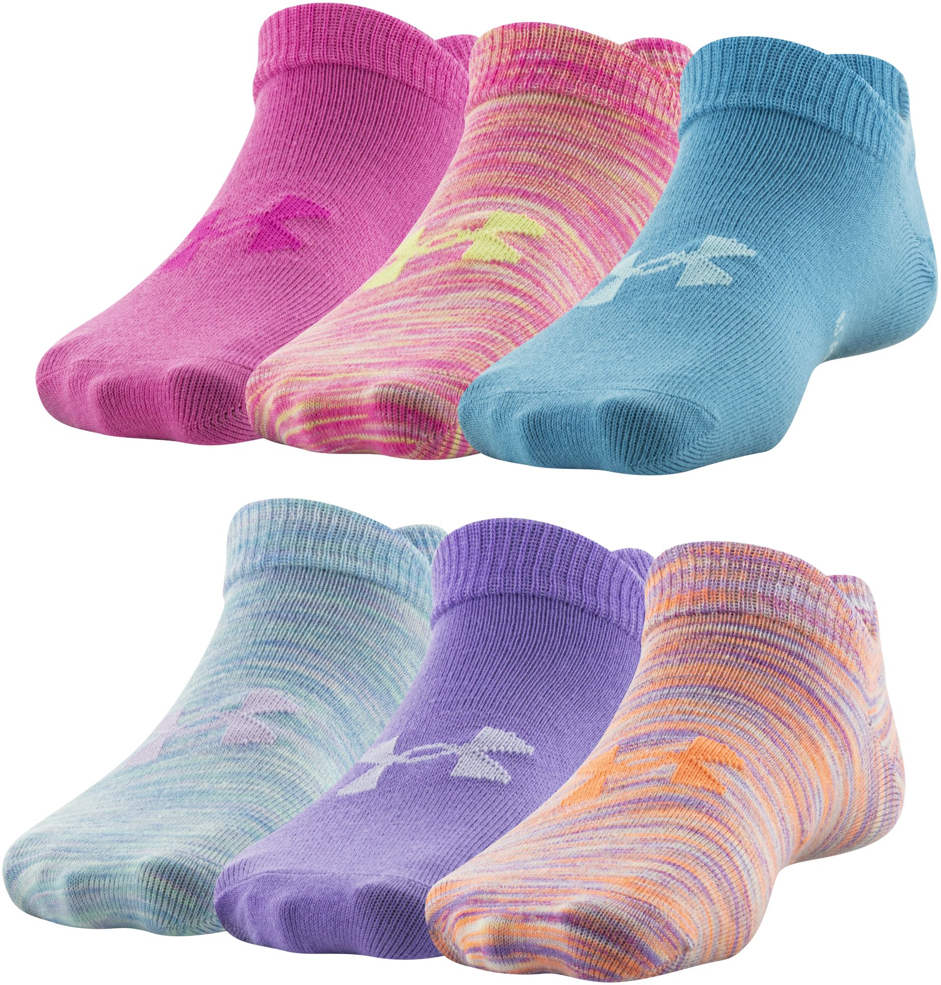 UNDER ARMOUR GIRL'S ESSENTIAL SOCKS - 6 PACK INTERNATIONAL SHIPPING