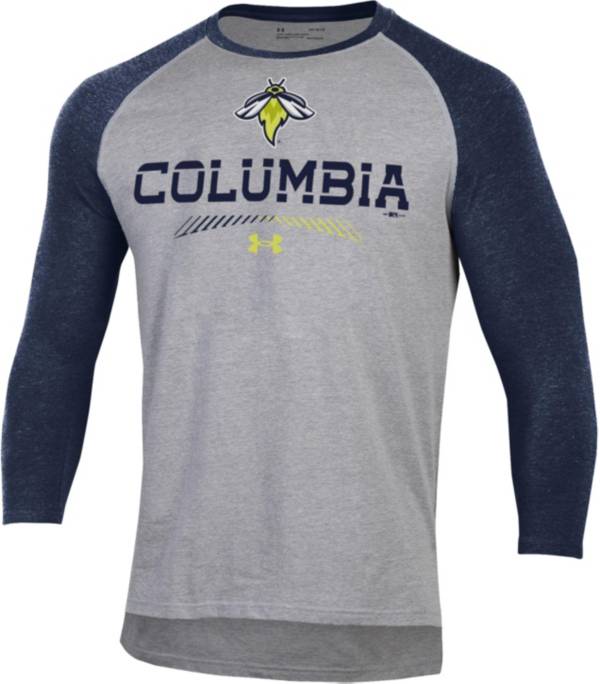 Under Armour Men's Columbia Fireflies Navy Raglan Three-Quarter Sleeve T-Shirt