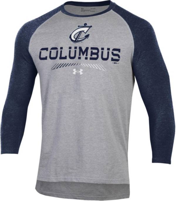 Under Armour Men's Columbus Clippers Navy Raglan Three-Quarter Sleeve T-Shirt