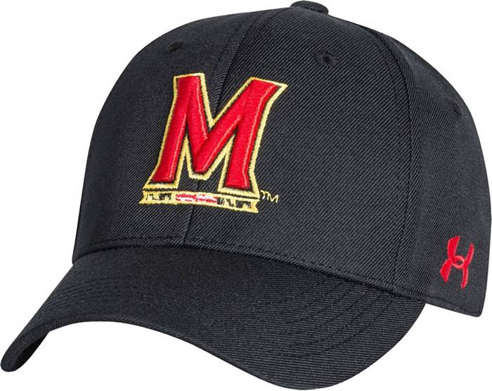 Men's Under Armour Black Maryland Terrapins Baseball Flex Fit Hat Size: Medium