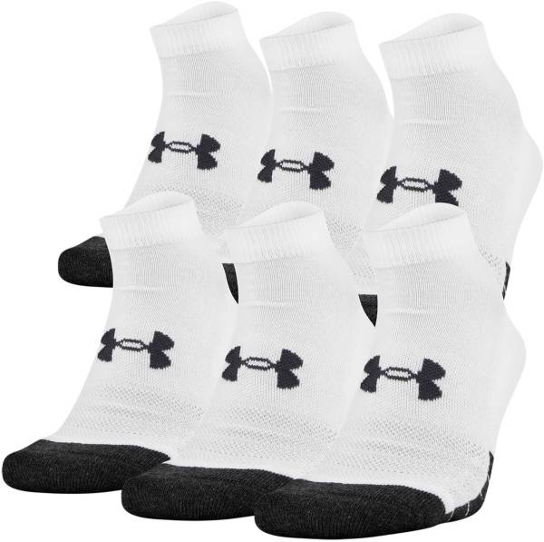 Under Armour Adult Performance Tech Crew Socks, 6-Pairs, Black, Shoe Size:  Mens 4-8.5, Womens 7-10.5 