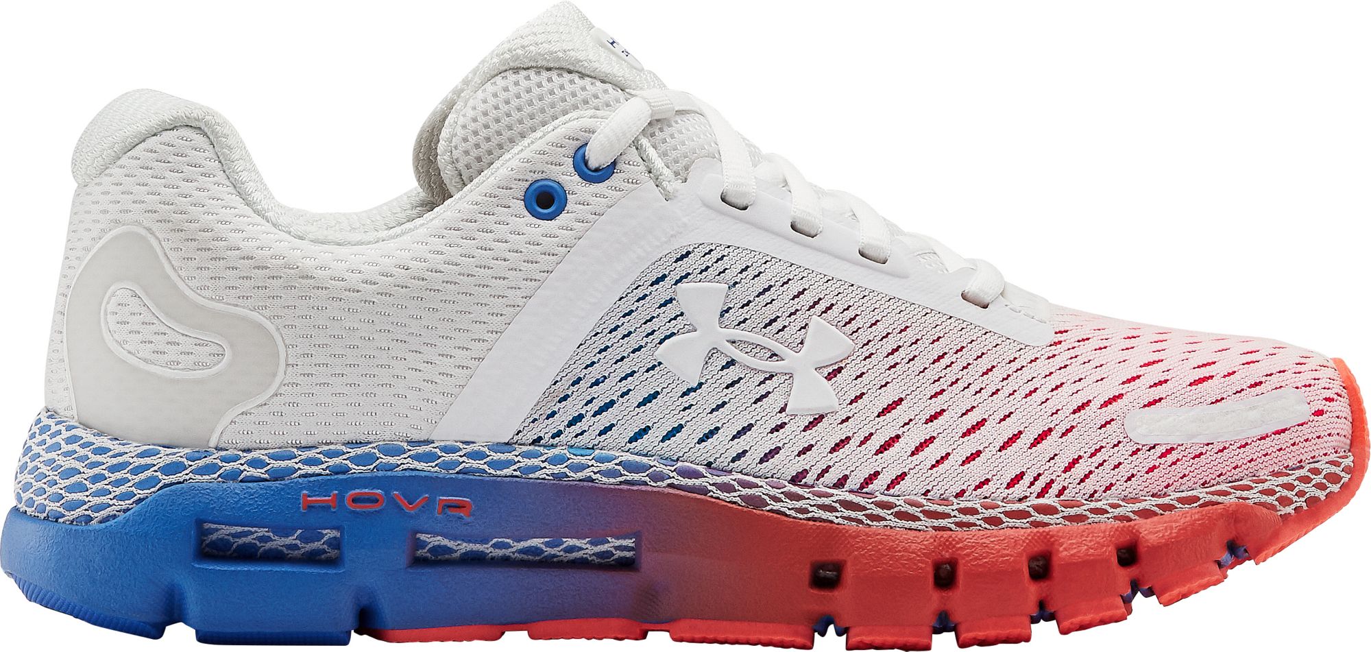 red white and blue running shoes