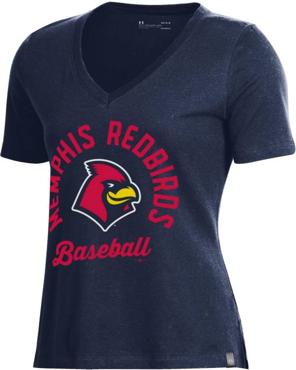 Under Armour Women's Memphis Redbirds Navy V-Neck Performance T-Shirt