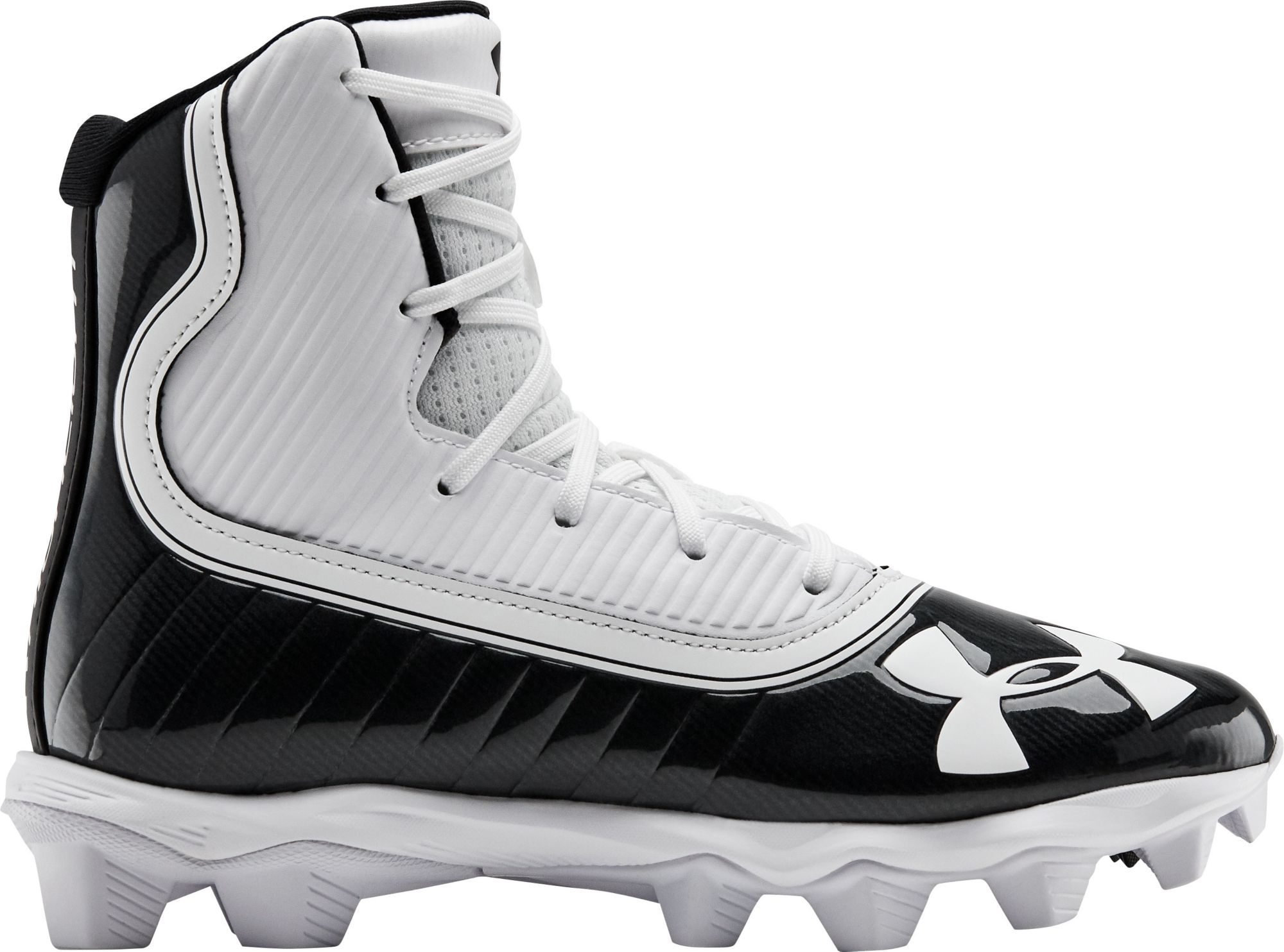 black and white under armour football cleats