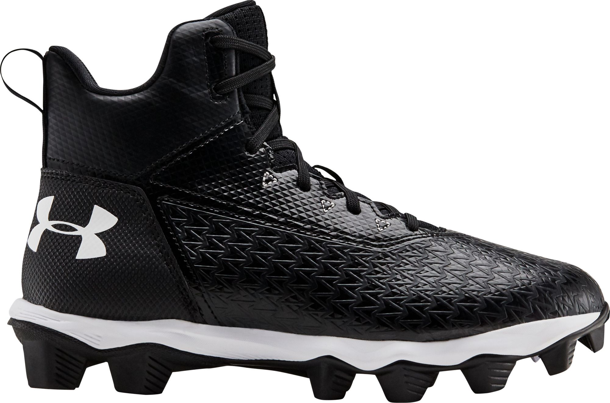 NEW Under Armour Youth Boy's Hammer Mid Football Cleats WIDE Blk/Wht #302 1G tz 