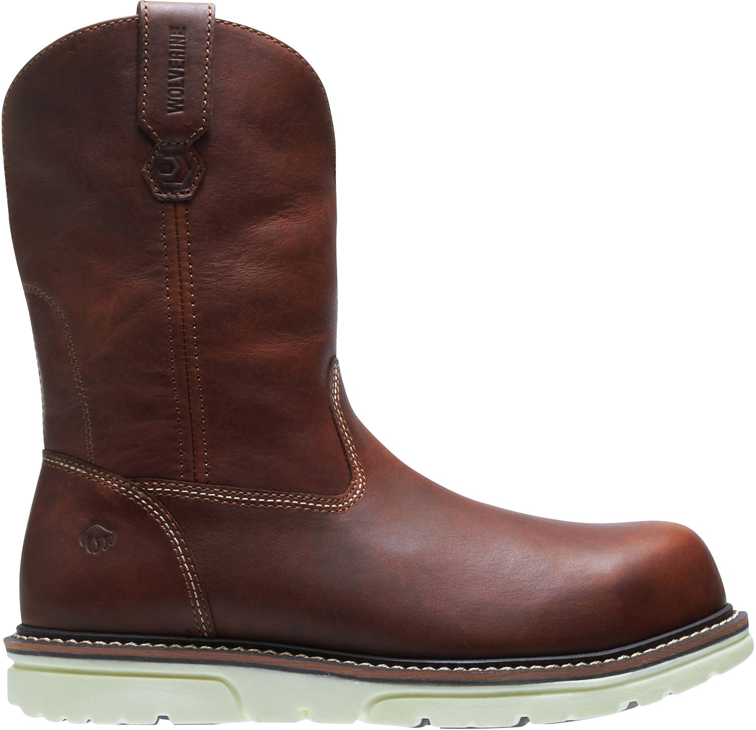 black wolverine pull on work boots