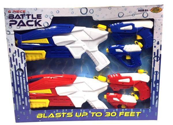 Water Sports 6-Piece Battlepack Toy Water Guns