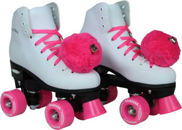 White/Pink Youth 4 Epic Skates Epic Princess Twilight Indoor/Outdoor Quad Roller Skates 