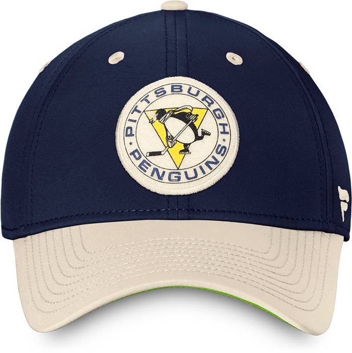 Pittsburgh Penguins New Era Throwback Vintage Logo Snapback Hat Blue White