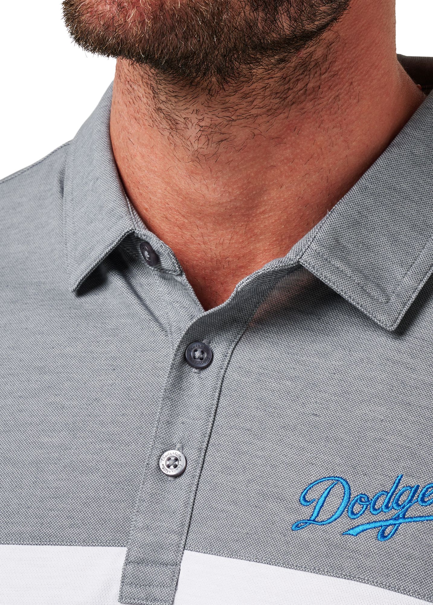 TravisMathew Men's Los Angeles Dodgers Grey Rudds 2.0 Polo product image