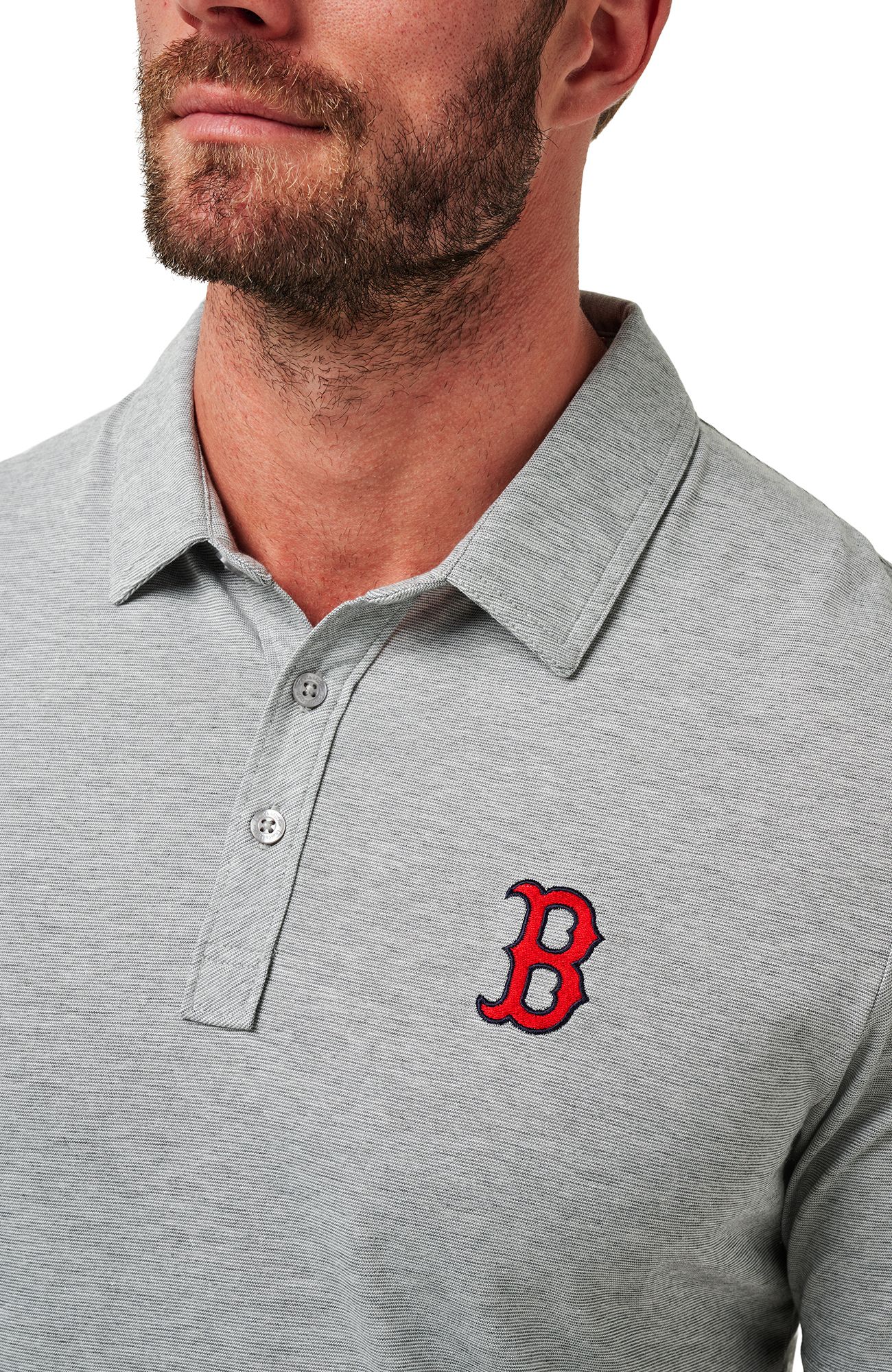 TravisMathew Men's Boston Red Sox Grey Zinna Polo product image