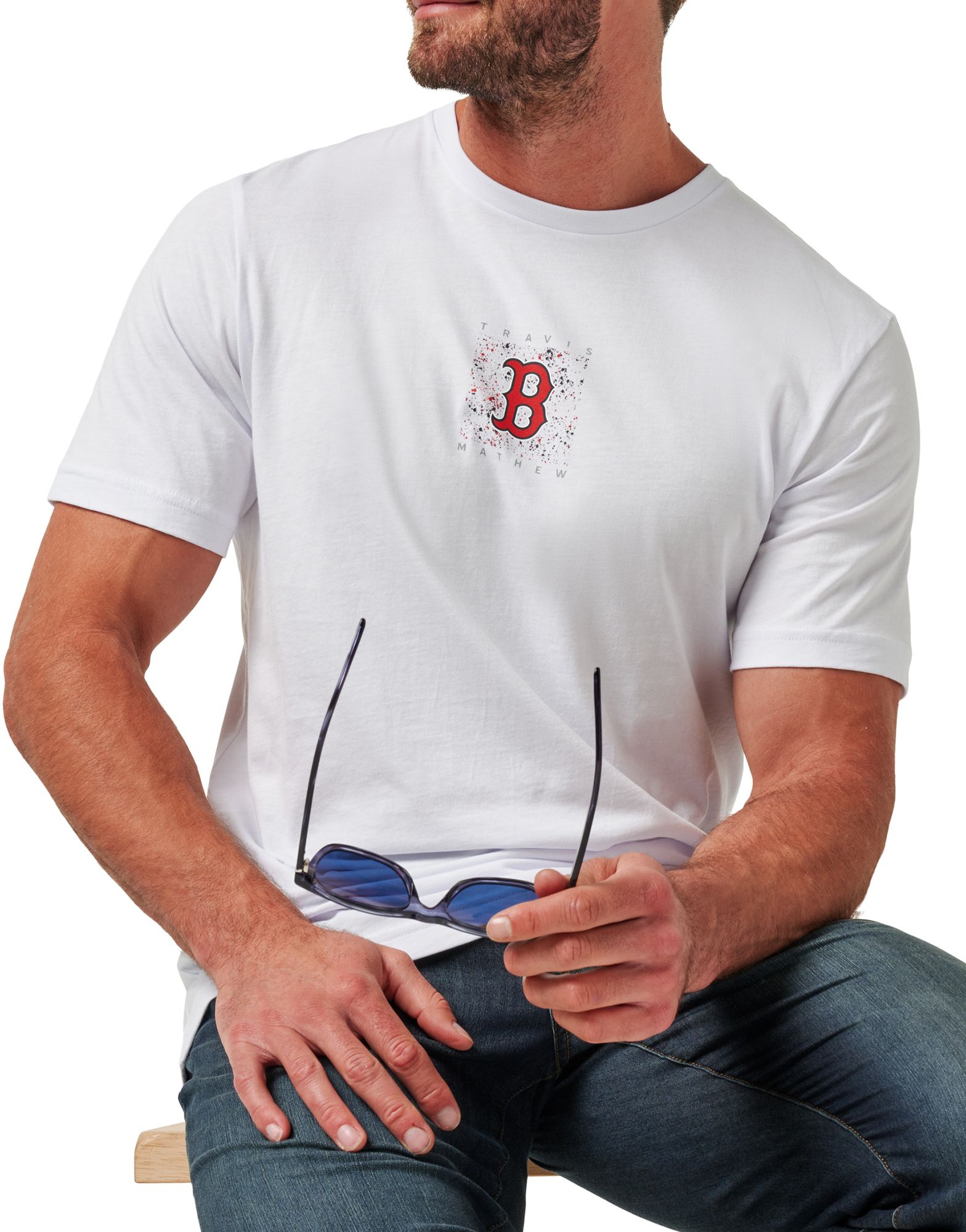 TravisMathew Men's Boston Red Sox White In the Dugout T-Shirt product image