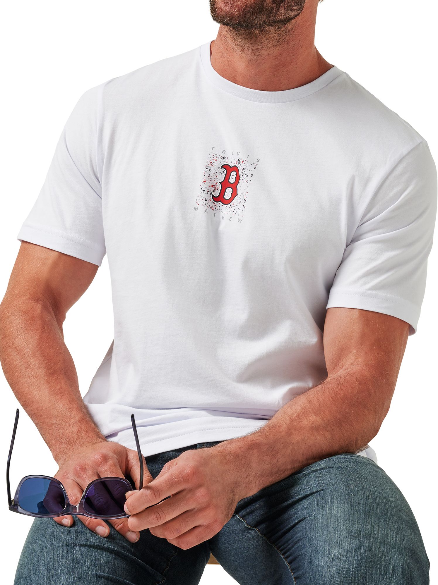 TravisMathew Men's Boston Red Sox White In the Dugout T-Shirt product image