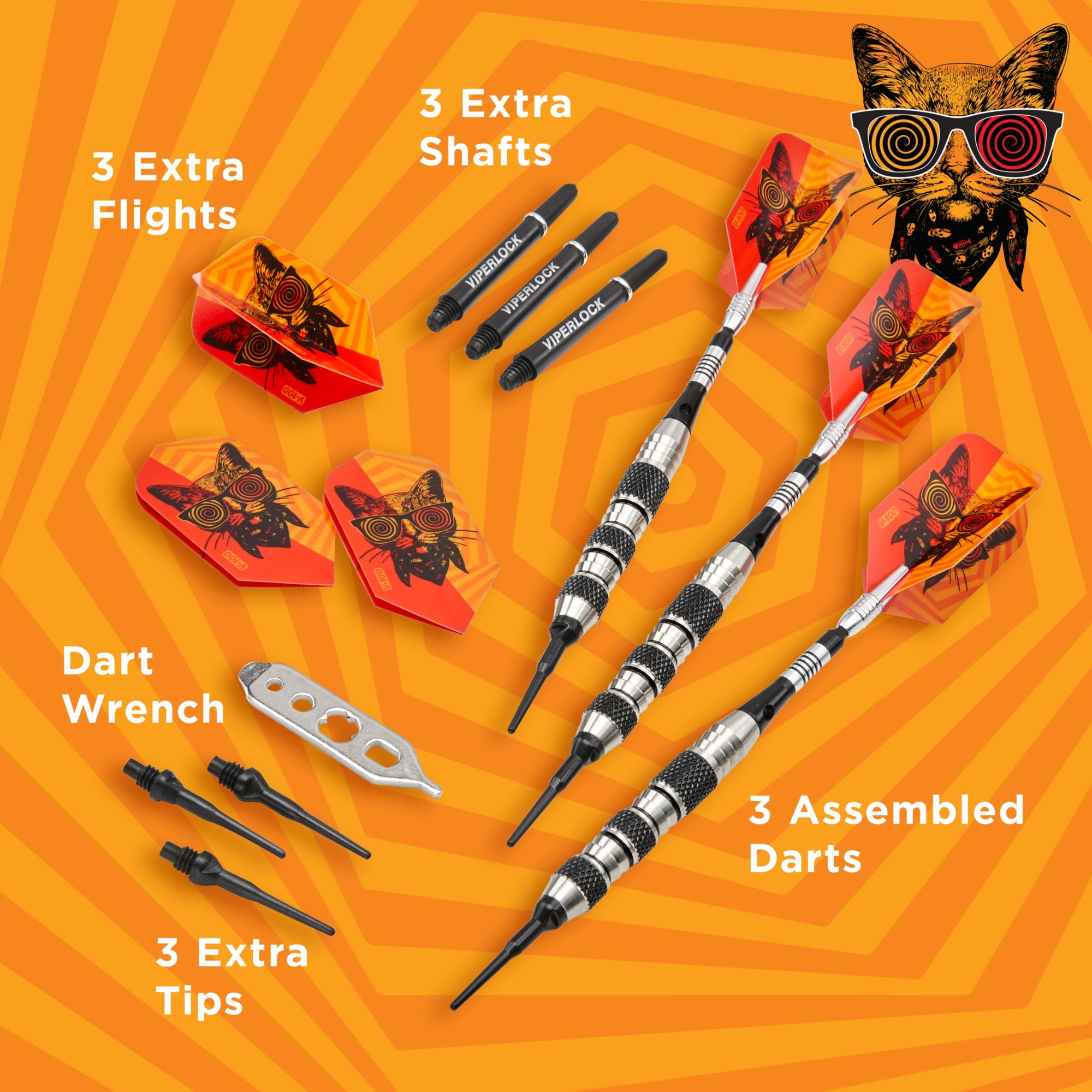 Viper Freak 18g Knurled and Shark Fin Barrel Soft Tip Darts product image