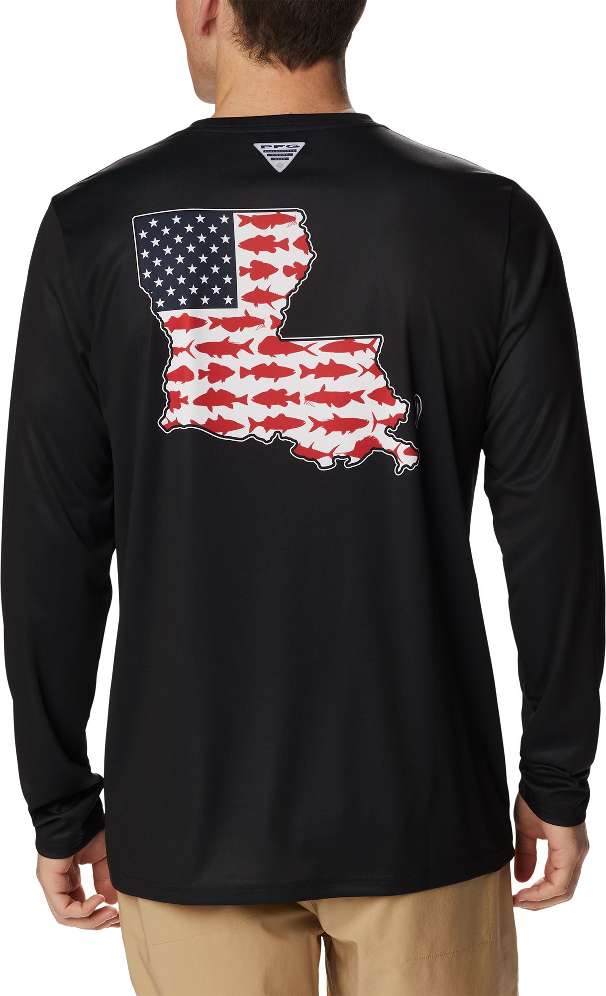 Columbia Men's Terminal Tackle PFG Fishing Shirt - UPF 50 Sun Protection Long Sleeve (State Triangle Design) - View #2