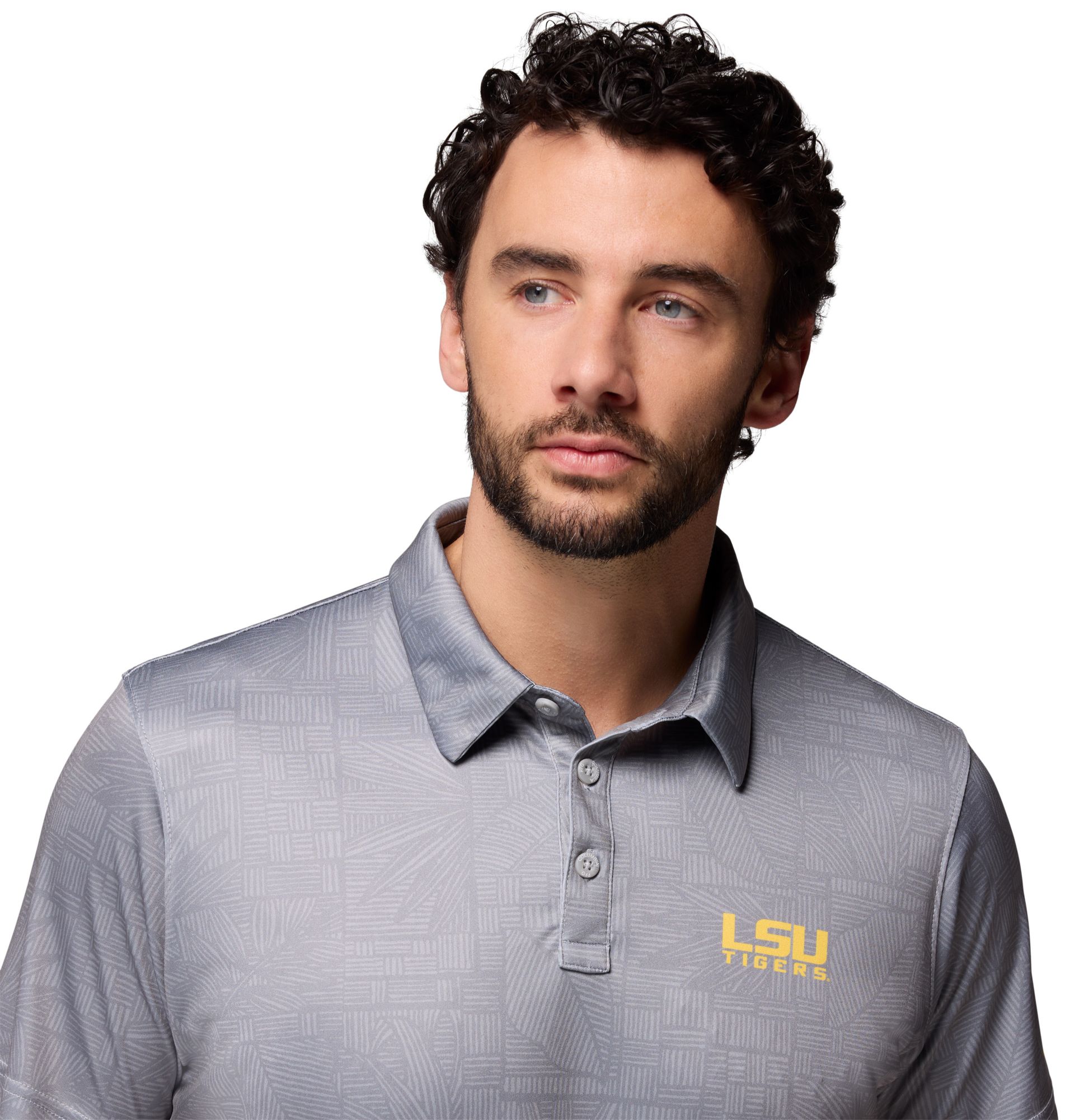 Columbia Men's LSU Tigers Grey Super Terminal Tackle Polo product image