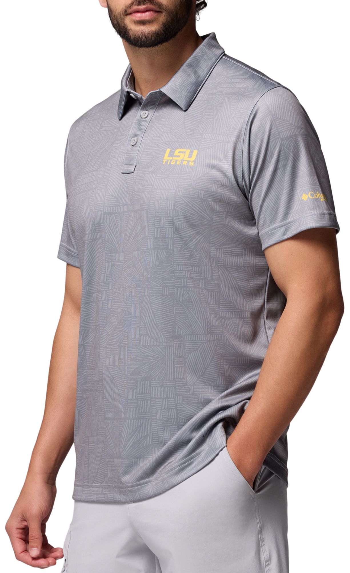 Columbia Men's LSU Tigers Grey Super Terminal Tackle Polo product image