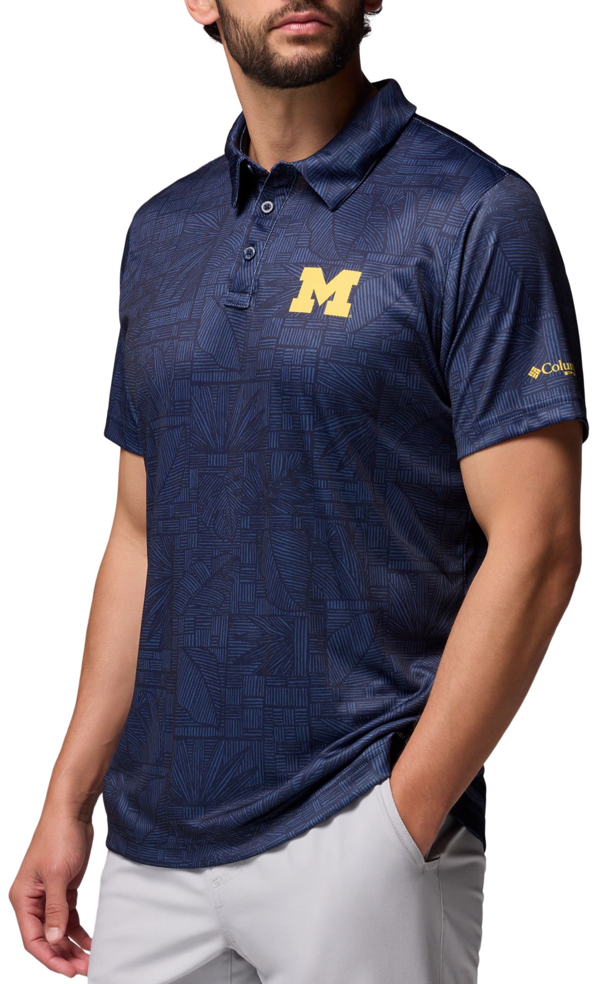 Columbia Men's Michigan Wolverines Collegiate Navy Super Terminal Tackle Polo product image