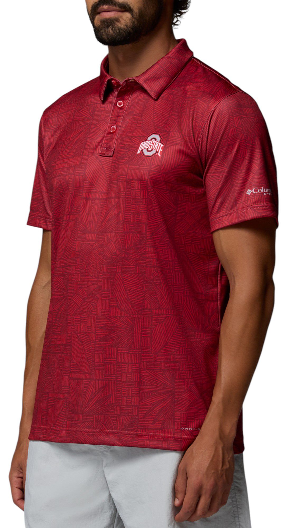 Columbia Men's Ohio State Buckeyes Intense Red Super Terminal Tackle Polo product image