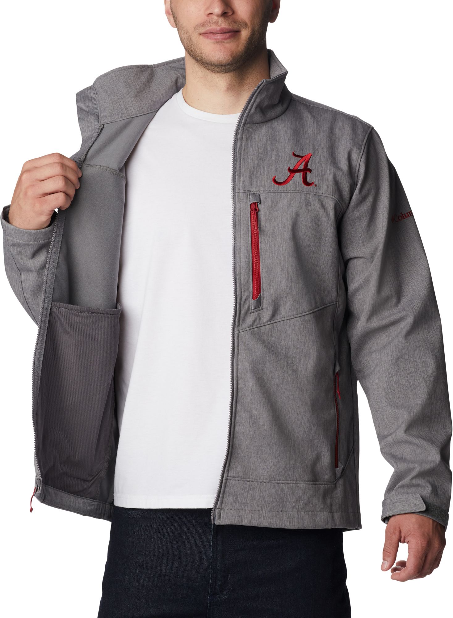 Columbia Men's Alabama Crimson Tide Grey Ascender Full Zip Jacket