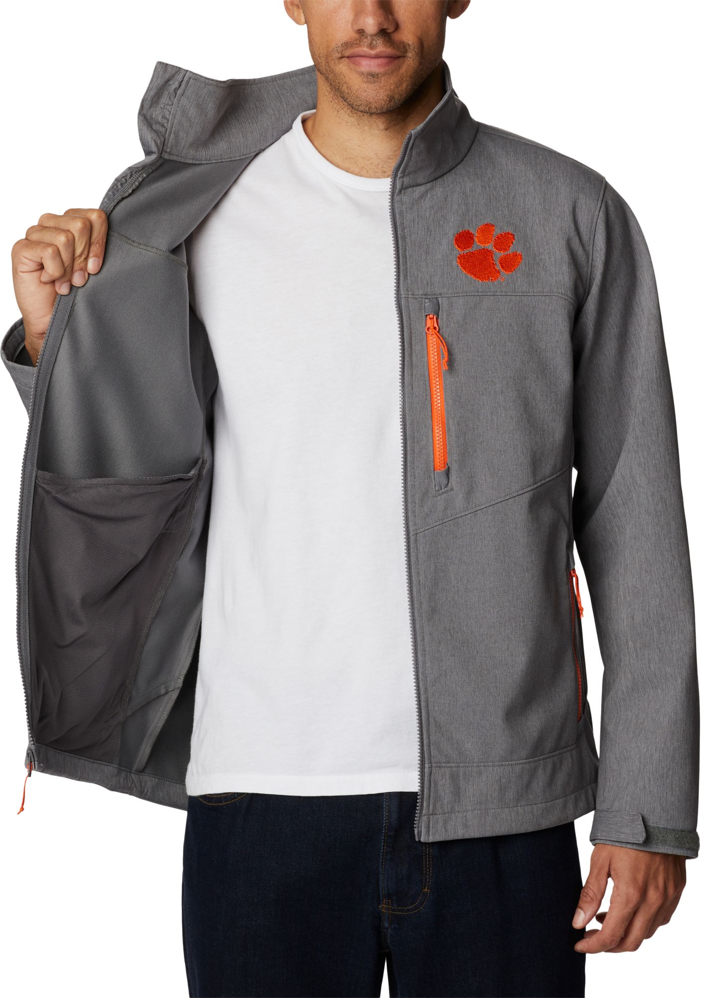 Columbia Men's Clemson Tigers Grey Ascender Full Zip Jacket