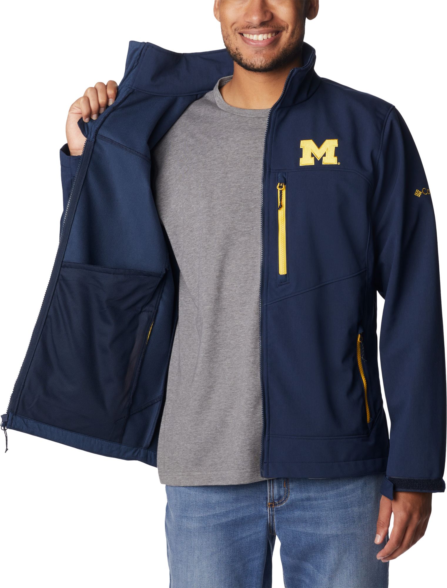 Columbia Men's Michigan Wolverines Blue Ascender Full Zip Jacket