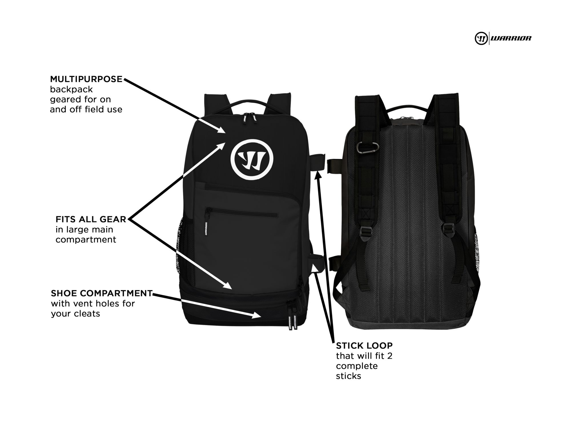 warrior jet pack max lacrosse backpack