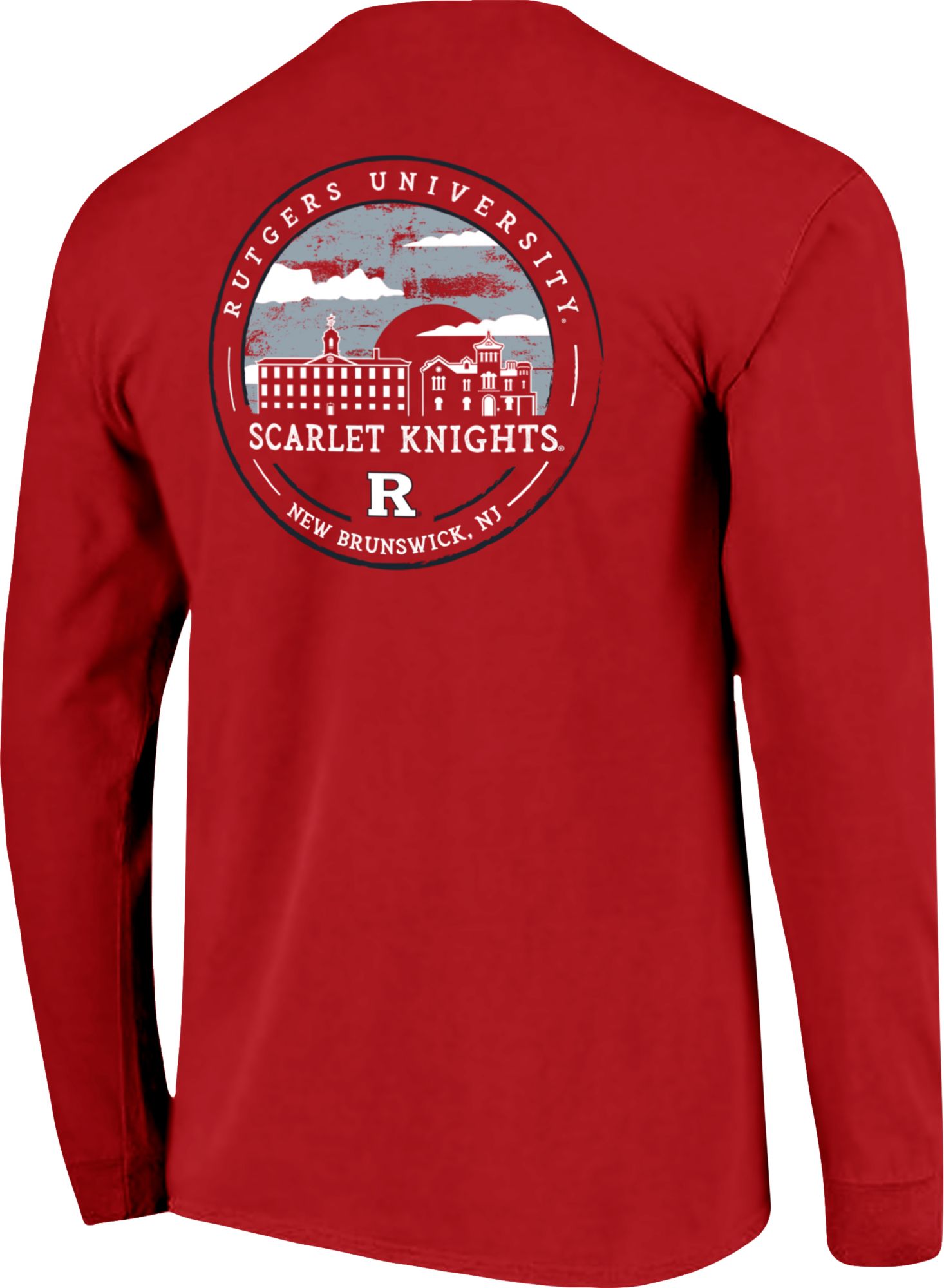 Image One Men's Rutgers Scarlet Knights Red Striped Skyline Long Sleeve T-Shirt product image