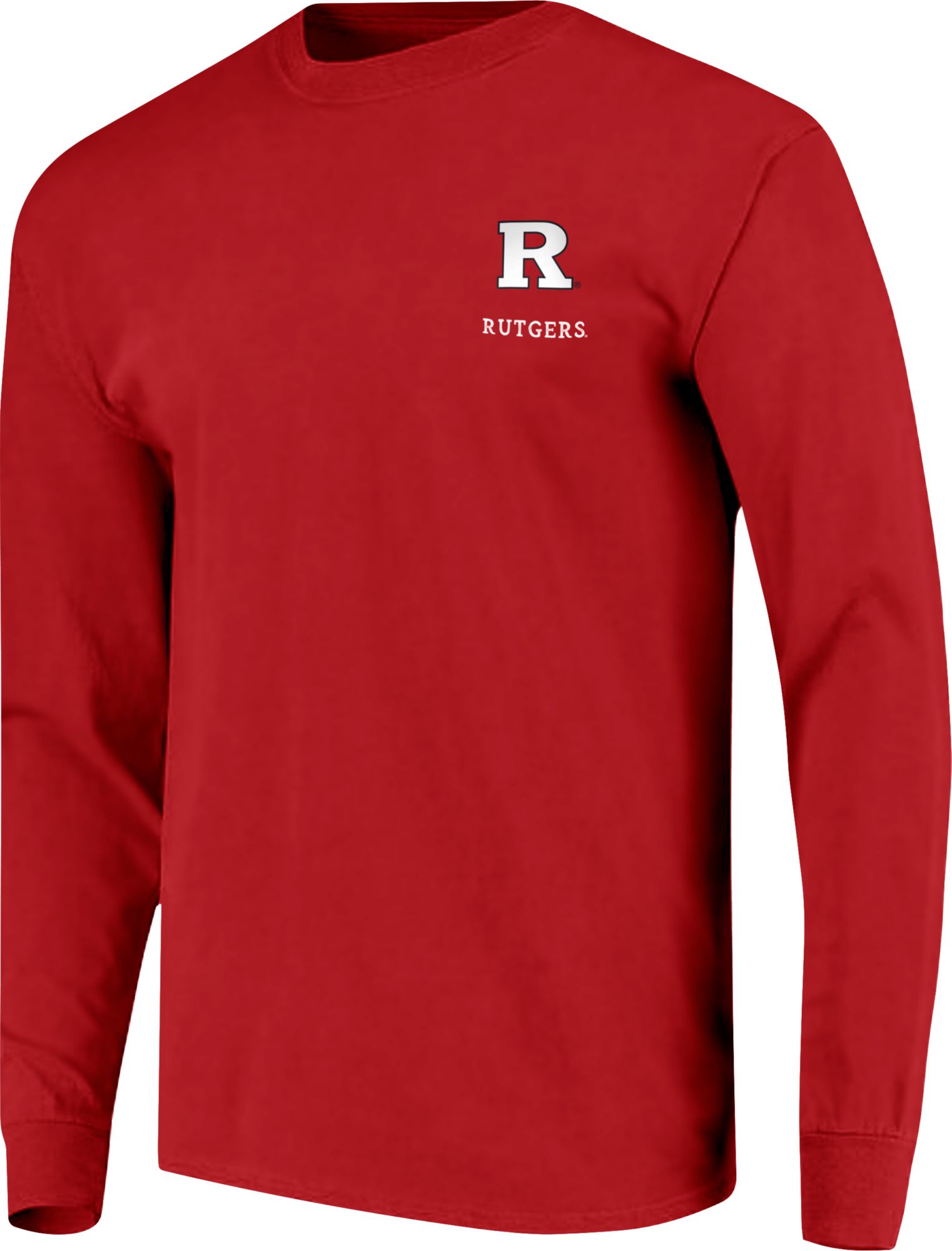 Image One Men's Rutgers Scarlet Knights Red Striped Skyline Long Sleeve T-Shirt product image