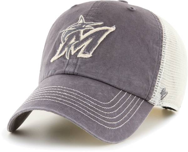 ‘47 Men's Miami Marlins Gray Hudson Mesh Clean Up Adjustable Hat