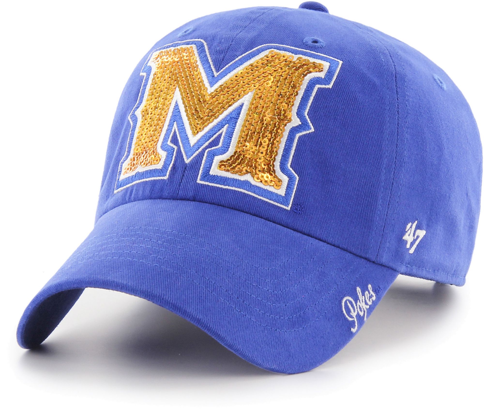 '47 ‘47 WOMEN'S MCNEESE STATE COWBOYS ROYAL BLUE SPARKLE CLEAN UP ADJUSTABLE HAT INTERNATIONAL SHIPPING