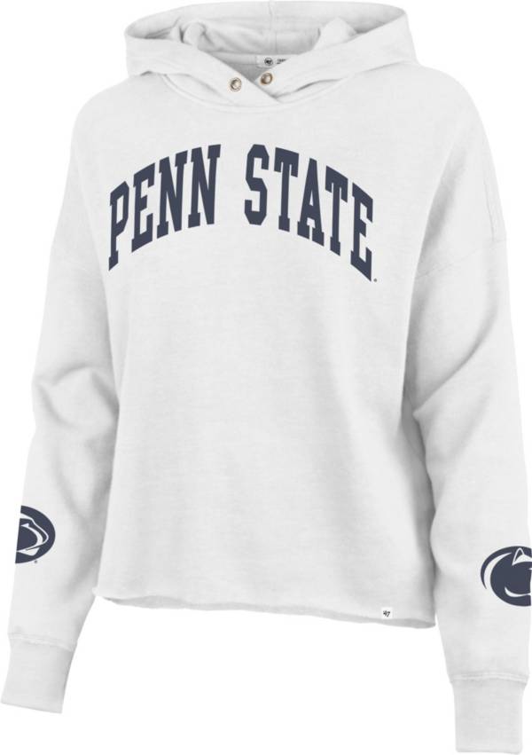 ‘47 Women's Penn State Nittany Lions White Cropped Pullover Hoodie