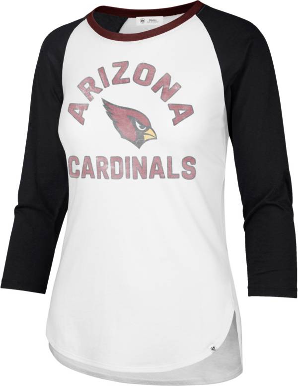 ‘47 Women's Arizona Cardinals White Wash Raglan Three-Quarter Sleeve T-Shirt product image