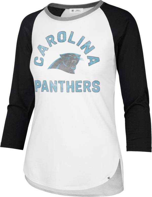 ‘47 Women's Carolina Panthers White Raglan Three-Quarter Sleeve T-Shirt product image