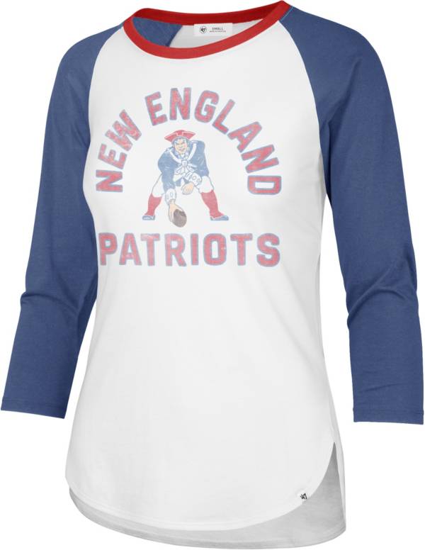 ‘47 Women's New England Patriots White Wash Raglan Three-Quarter Sleeve T-Shirt