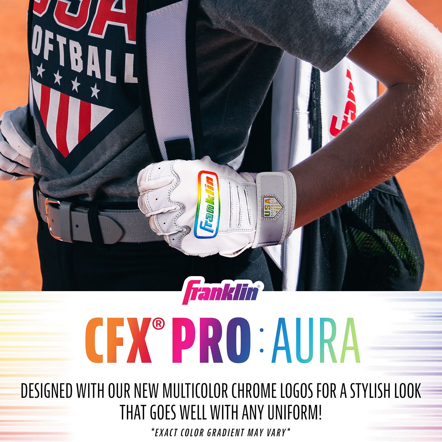 Franklin Women's USA Softball CFX Pro Aura Softball Batting Gloves product image