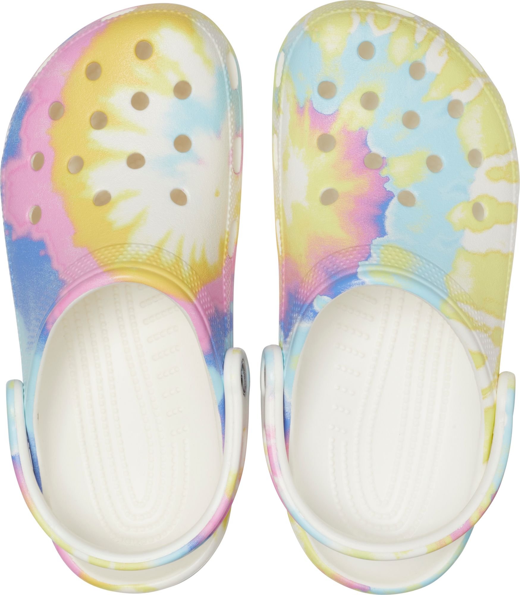 white tie dye crocs