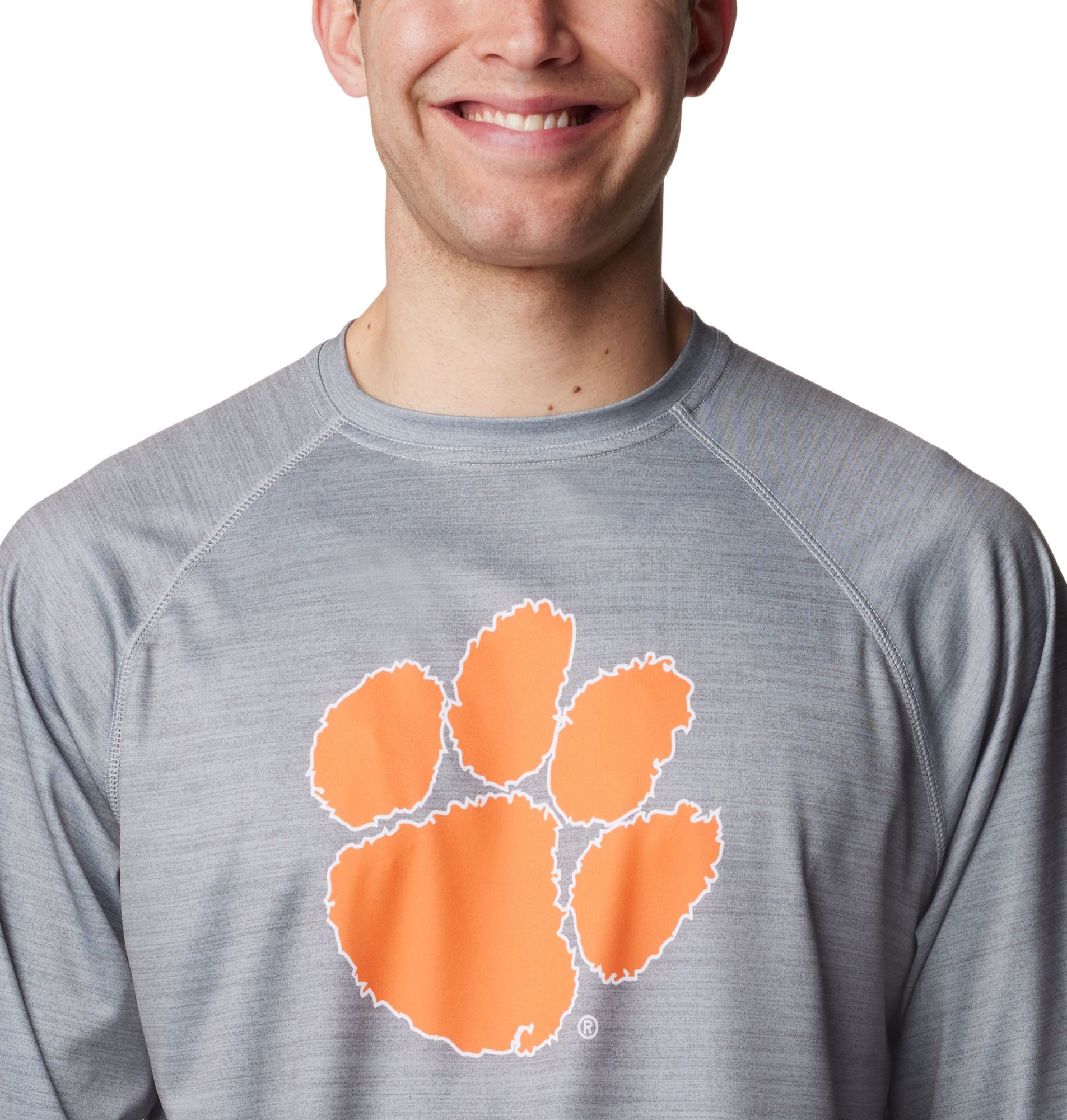 Columbia Men's Clemson Tigers Grey Terminal Tackle Long Sleeve Shirt