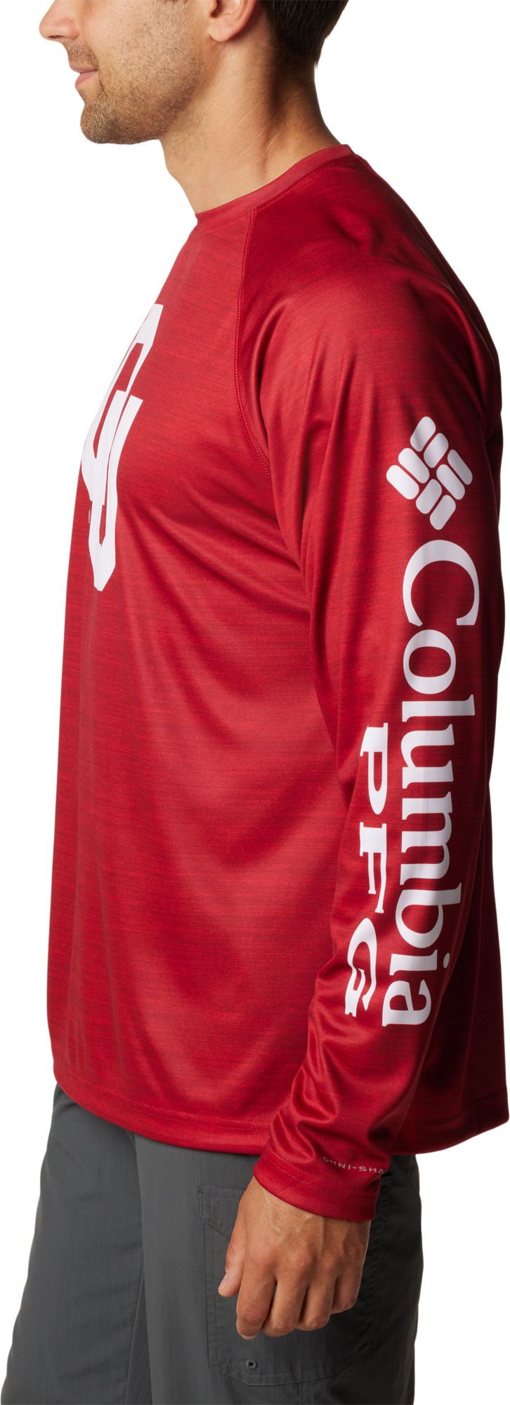 Columbia Men's Oklahoma Sooners Red Velvet Heather Terminal Tackle Long Sleeve Shirt product image