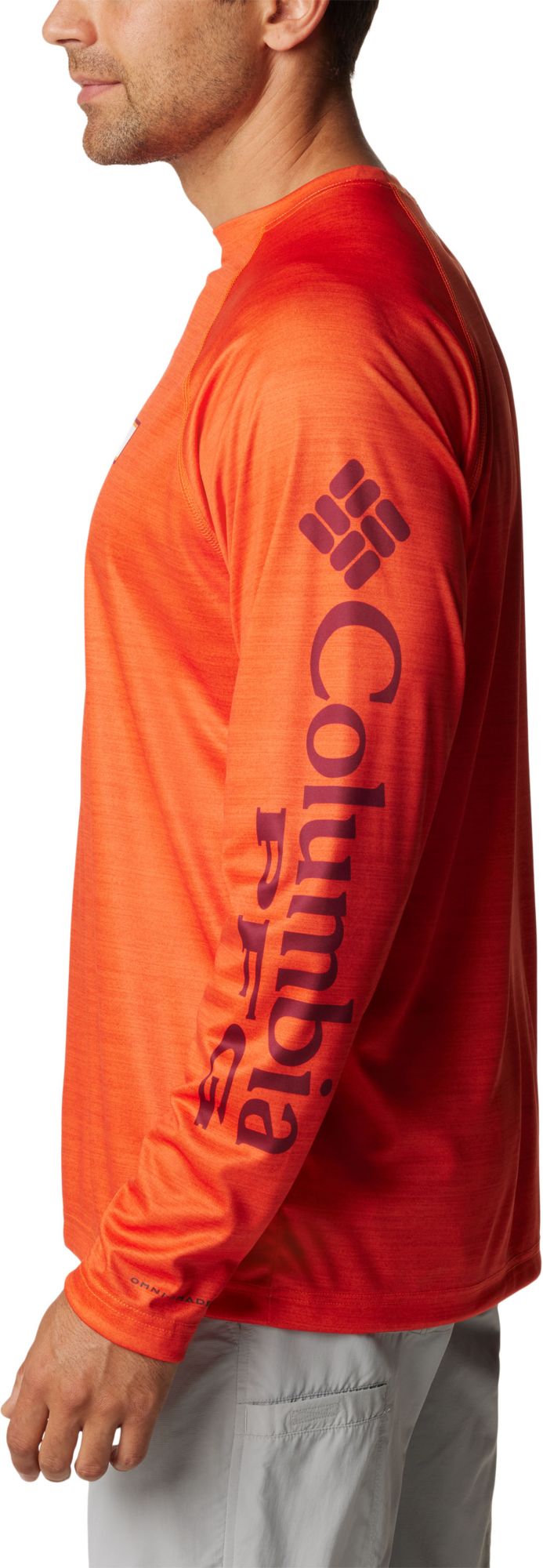 Columbia Men's Virginia Tech Hokies Orange Heather Terminal Tackle Long Sleeve Shirt product image
