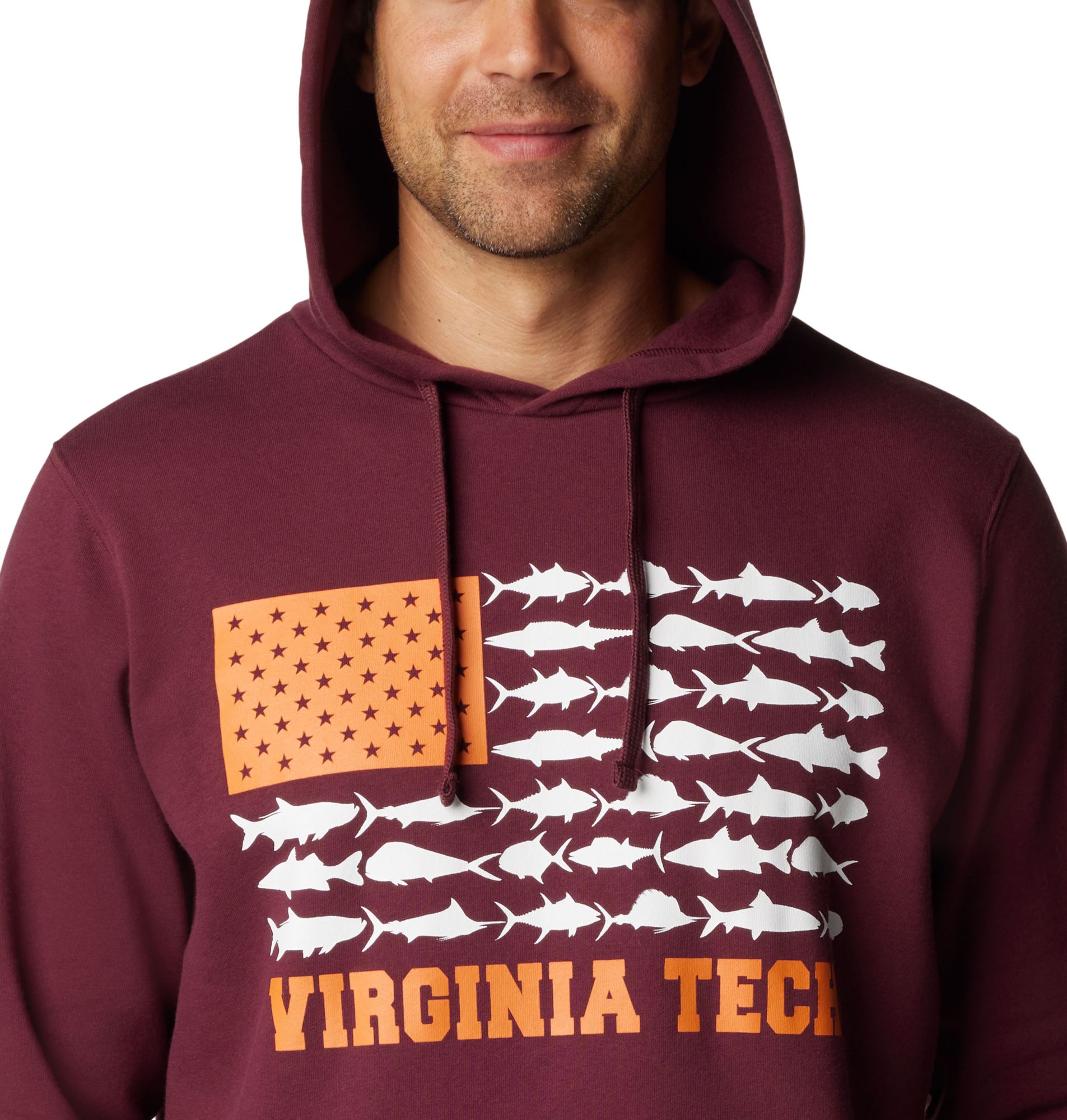 Virginia Tech PFG Fish Flag II Hooded Sweatshirt by Columbia