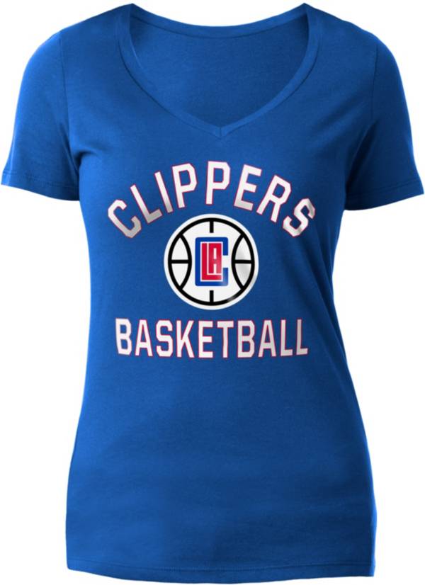 5th & Ocean Women's Los Angeles Clippers Wordmark Blue V-Neck T-Shirt product image
